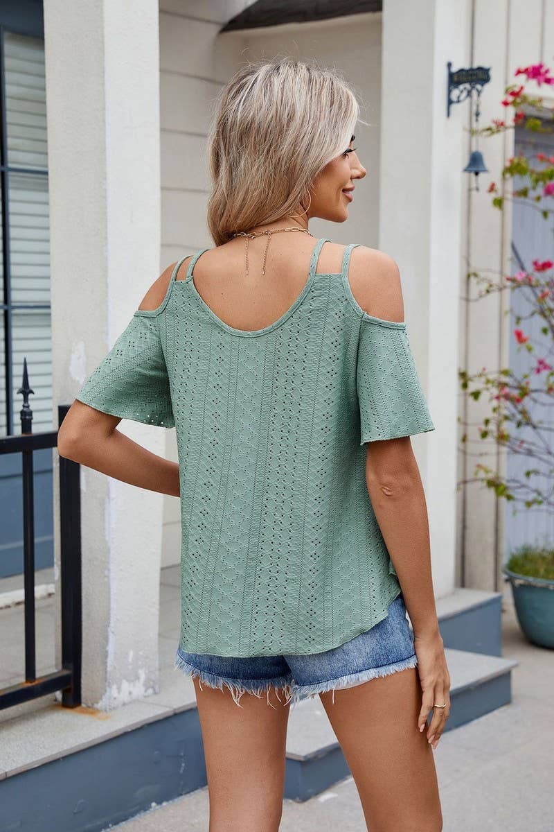 CWTBLS1722_DOUBLE STRAP OFF-THE-SHOULDER KNITTED CAMISOLE