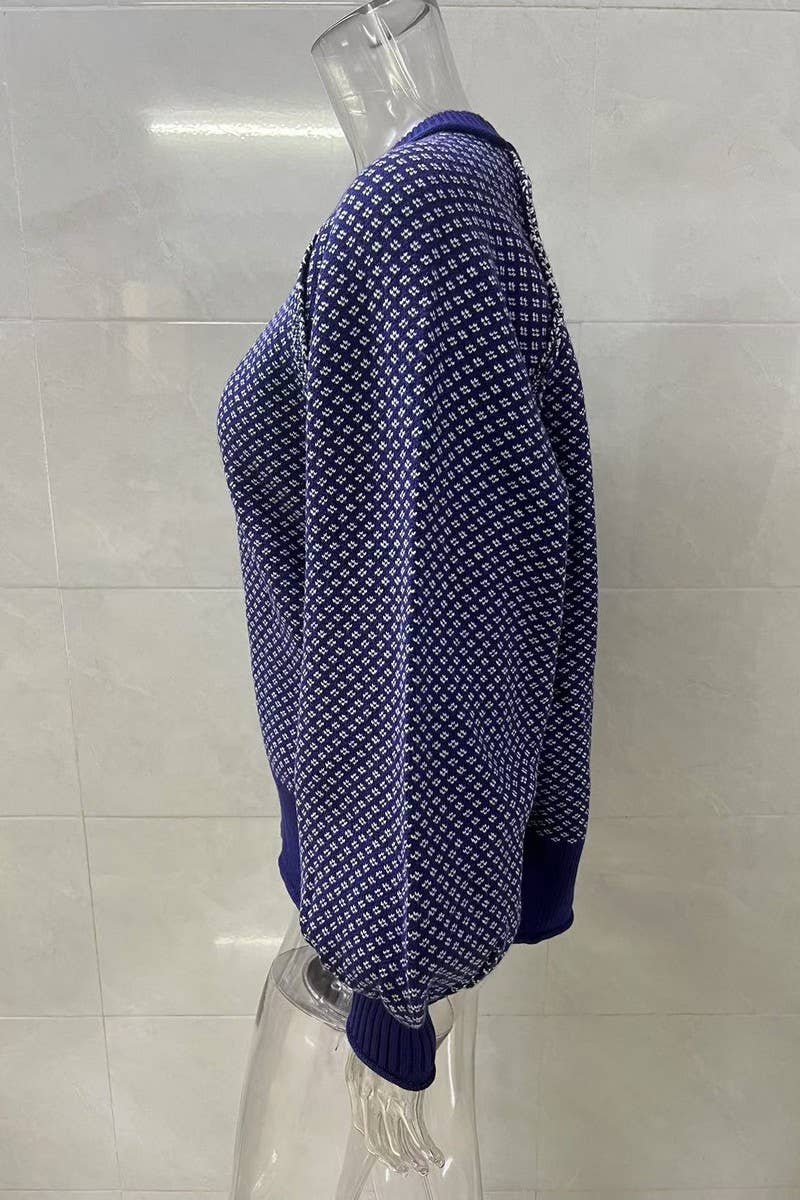 CWOSWL6263_PULLOVER JACQUARD LONG-SLEEVED CREW NECK SWEATER