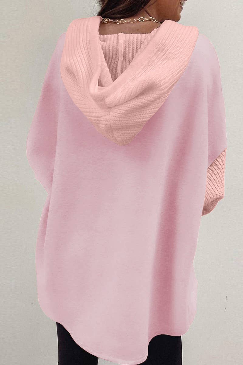 CWOHOL00602_KNIT PATCHWORK HOODIE CASUAL JACKET