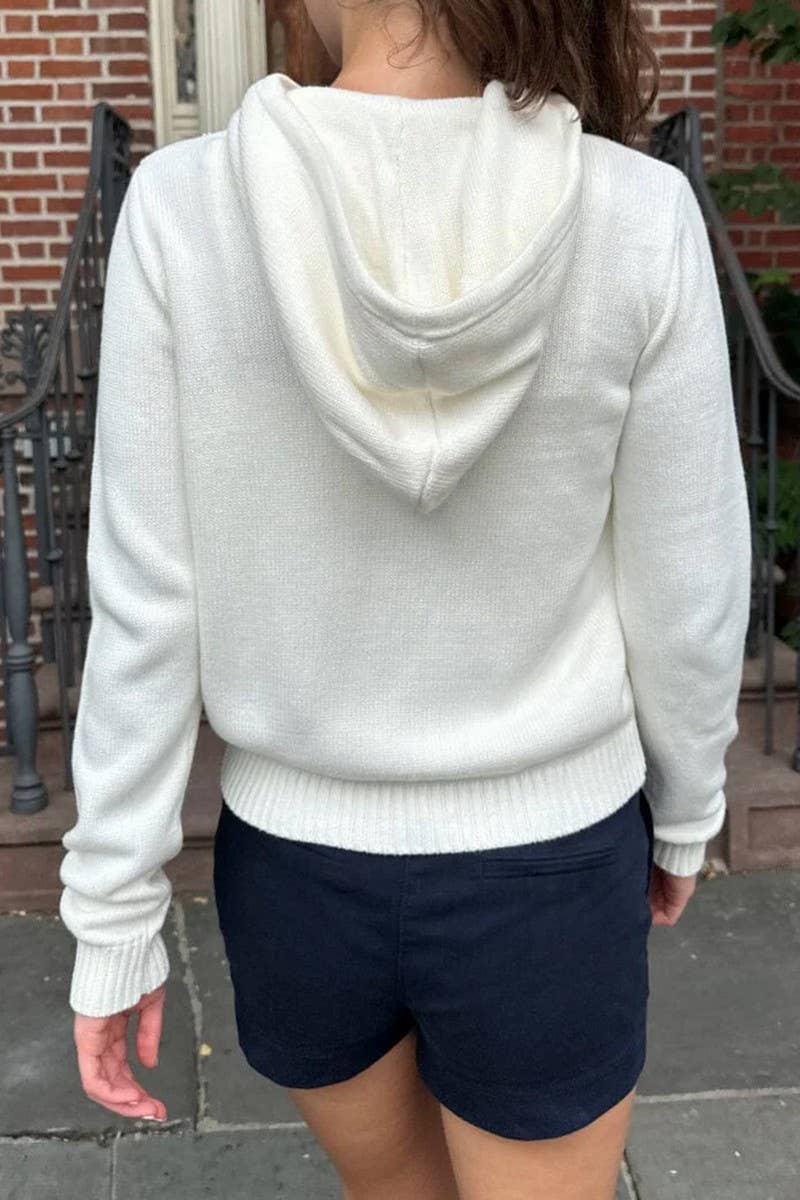 CWOCAL00752_SOLID ZIP UP HOODED KNIT CARDIGAN