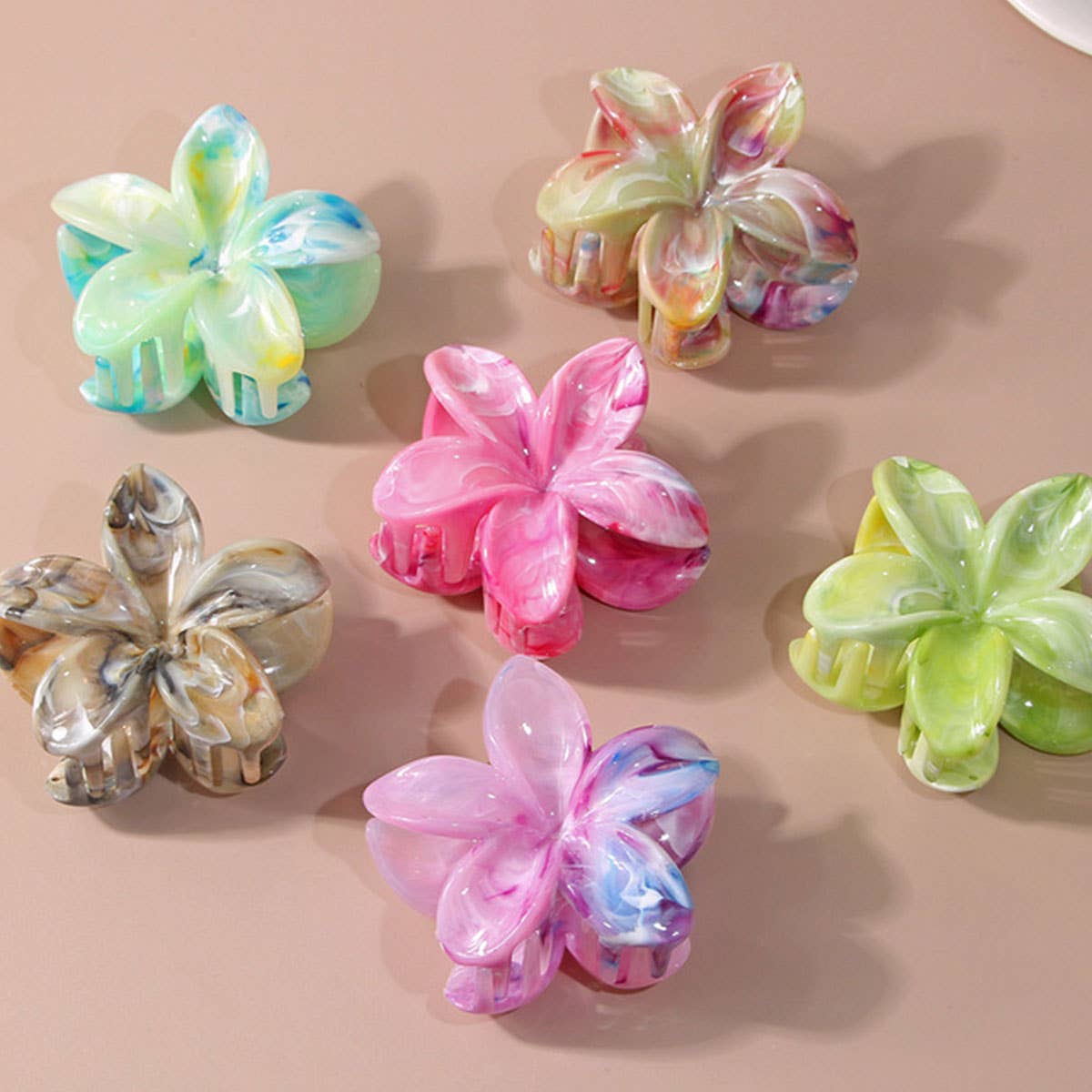 Marble Flower Hair Claw - Two-Tone Petal Clip_CWAHA1040