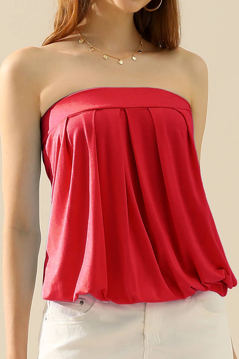 AWTTSL130_Basic Sleeveless Pleated Tube Top