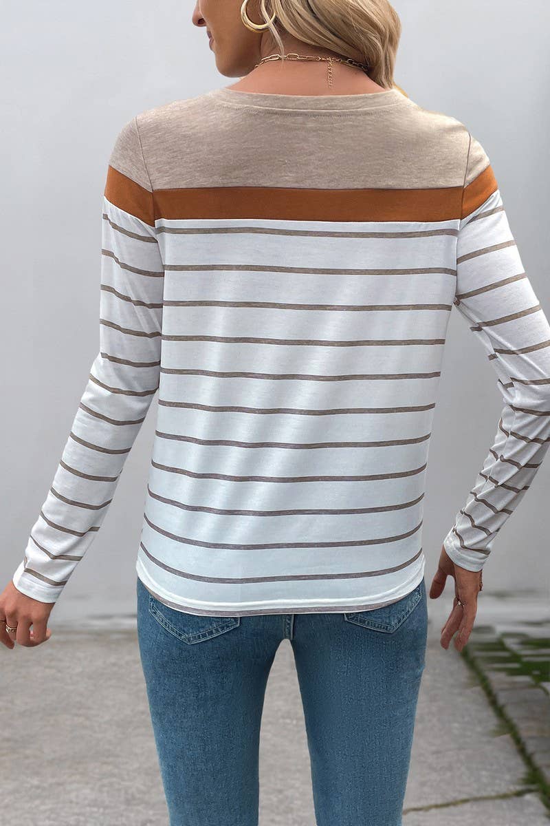 CWTBLL4033_VINTAGE CASUAL STRIPED LONG SLEEVE TEE