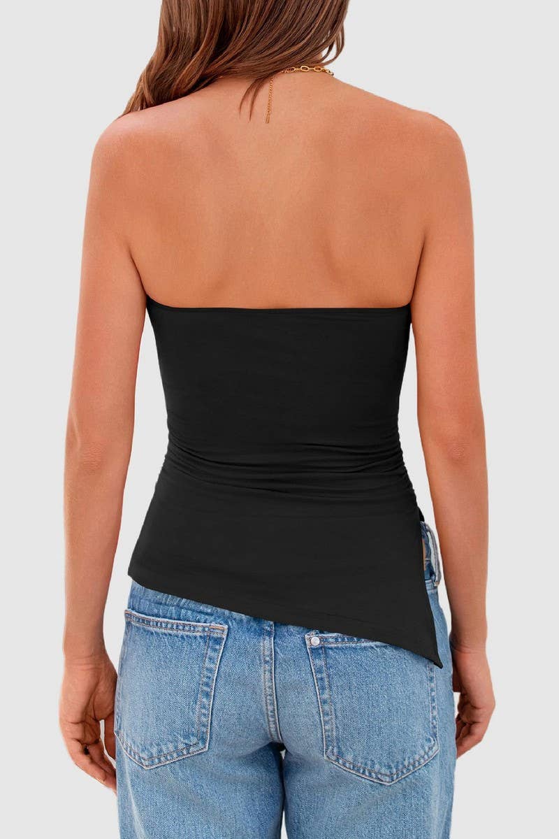 CWTTSL0330_SUMMER HOT GIRL PLEATED IRREGULAR TUBE TOP SEXY T