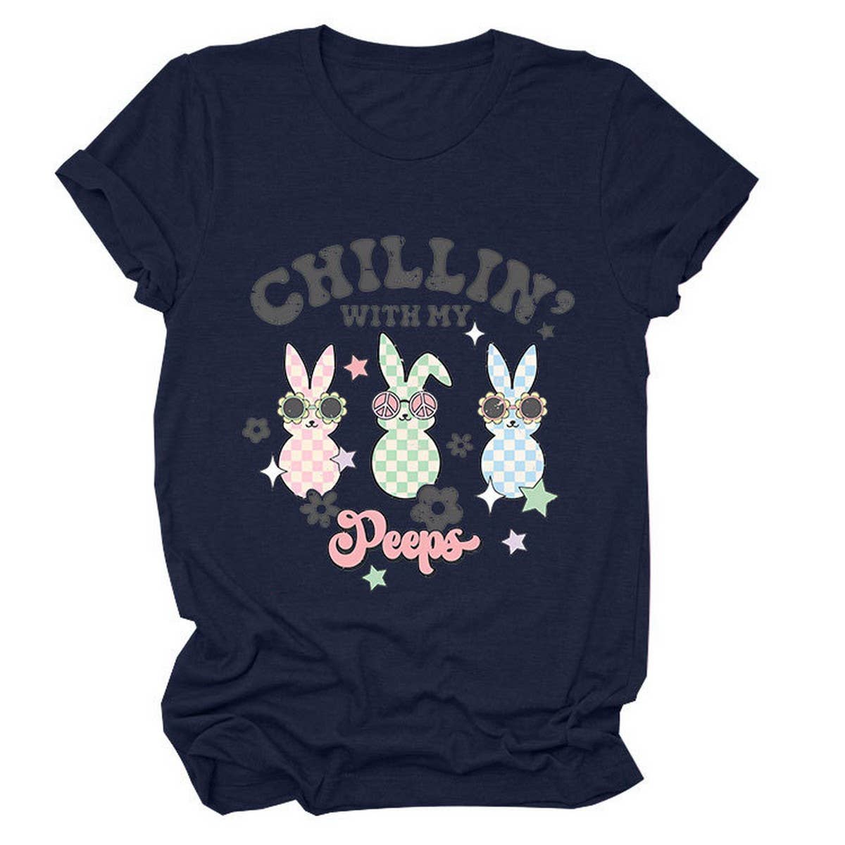 EASTER CUTE BUNNY LOOSE COMFORT SHORT SLEEVE TEES_CWTTS0867