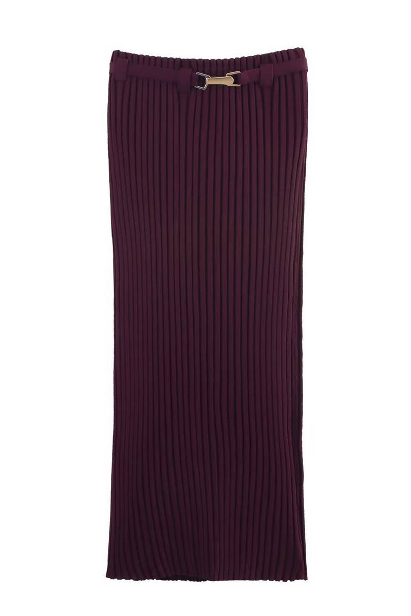 CWSBSSL0148_SUMMER KNITTED HALTER COLLAR TOP + SKIRT SET