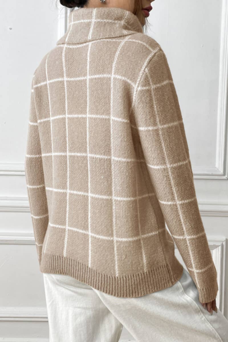 CWOSWL6724_WINTER TURTLENECK STRIPED LONG-SLEEVED SWEATER