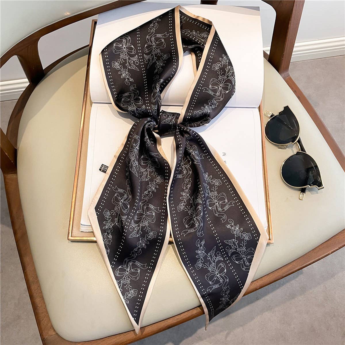 Skinny Silk Scarf for Hair, Neck or Bag Wrap_CWASC1512🎗️
