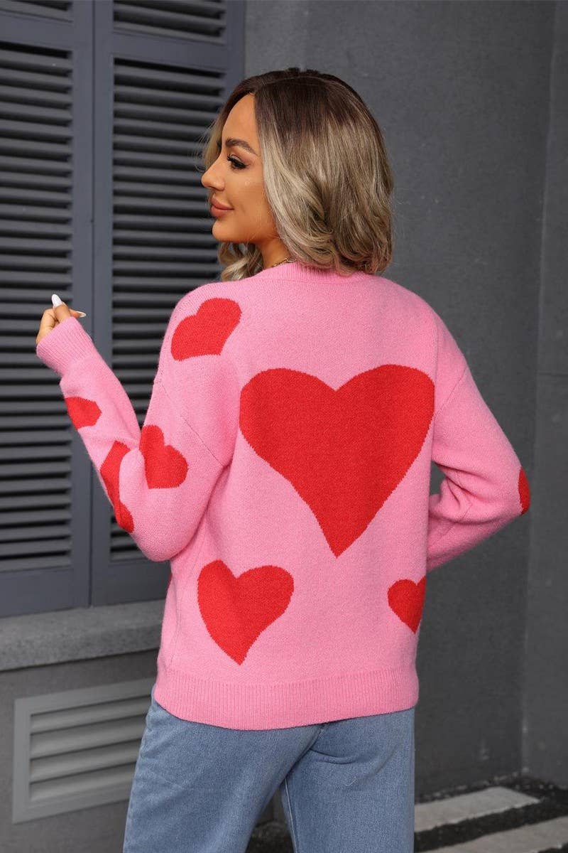 CWOSWL07591_HEART JACQUARD CONTRASTING KNITTED SWEATER