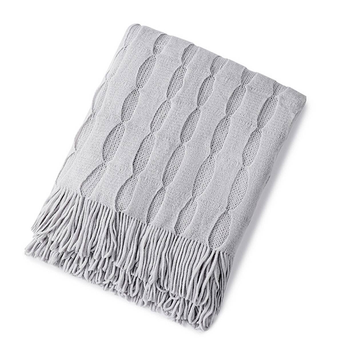 KNITTED THIN TASSEL SOFA BLANKET BED END BLANKET