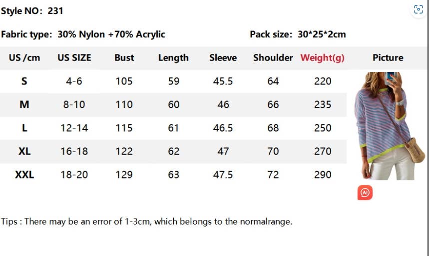 CWTBLL1486_CREW NECK STRIPED CONTRAST KNIT SWEATER