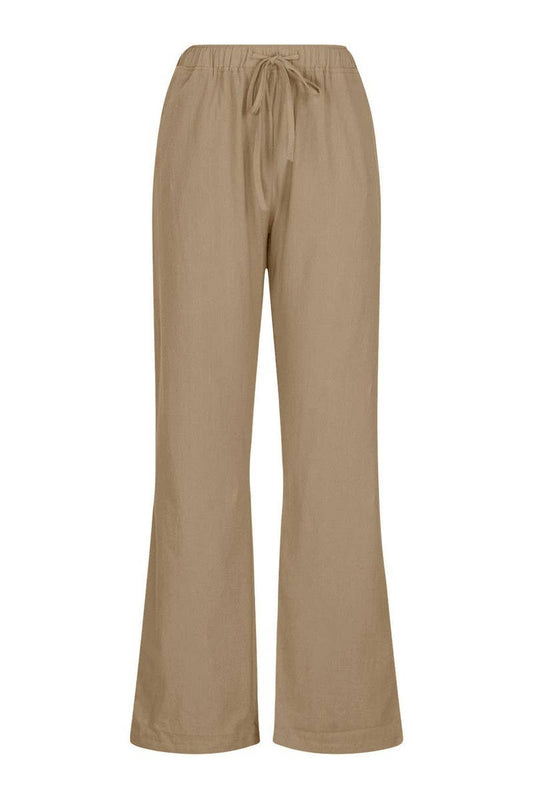 CWBLP2030_CASUAL ELASTIC WAIST TIE LOOSE SOLID PANTS