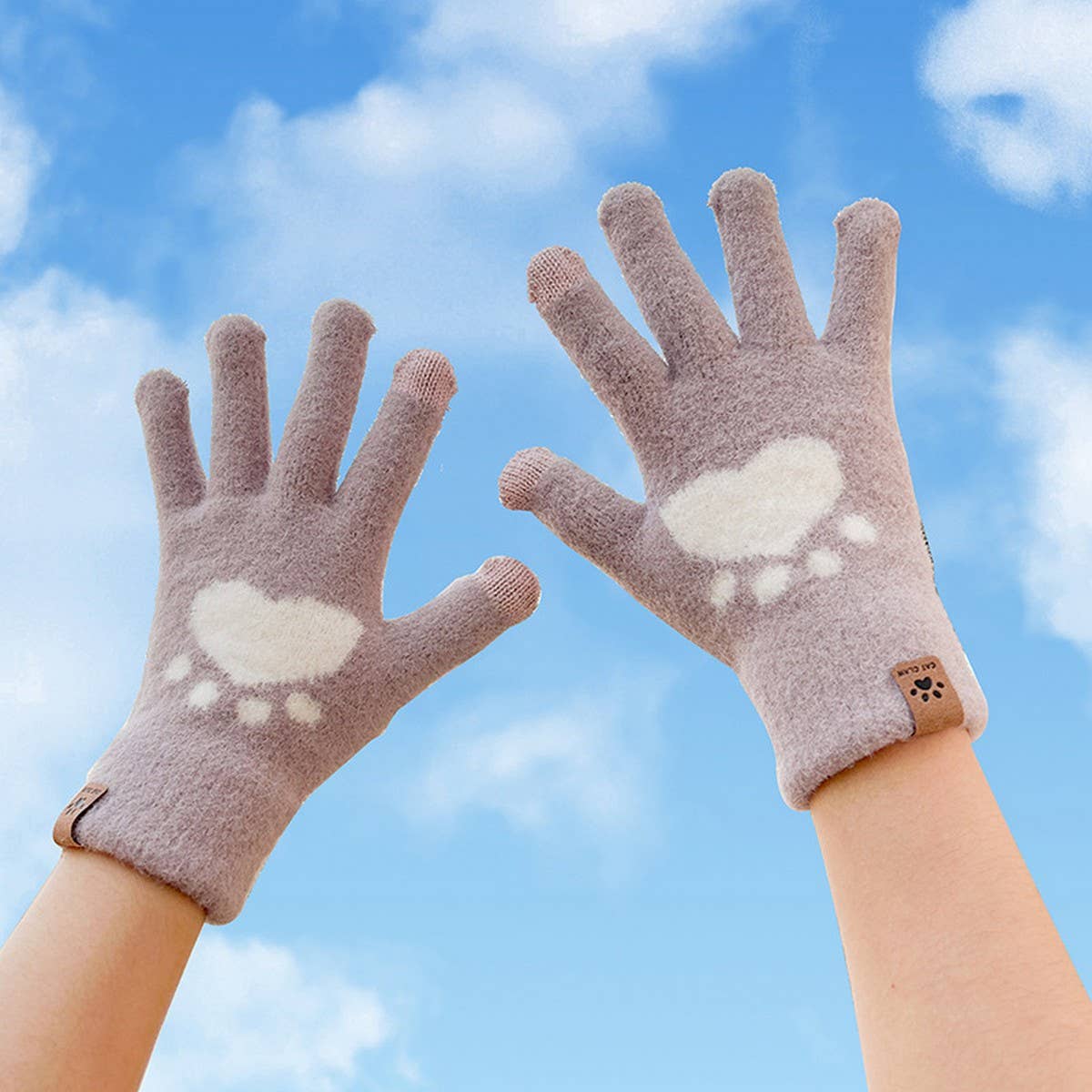 CARTOON CAT SCRATCHING GLOVES WINTER WARM GLOVES_CWAG0146