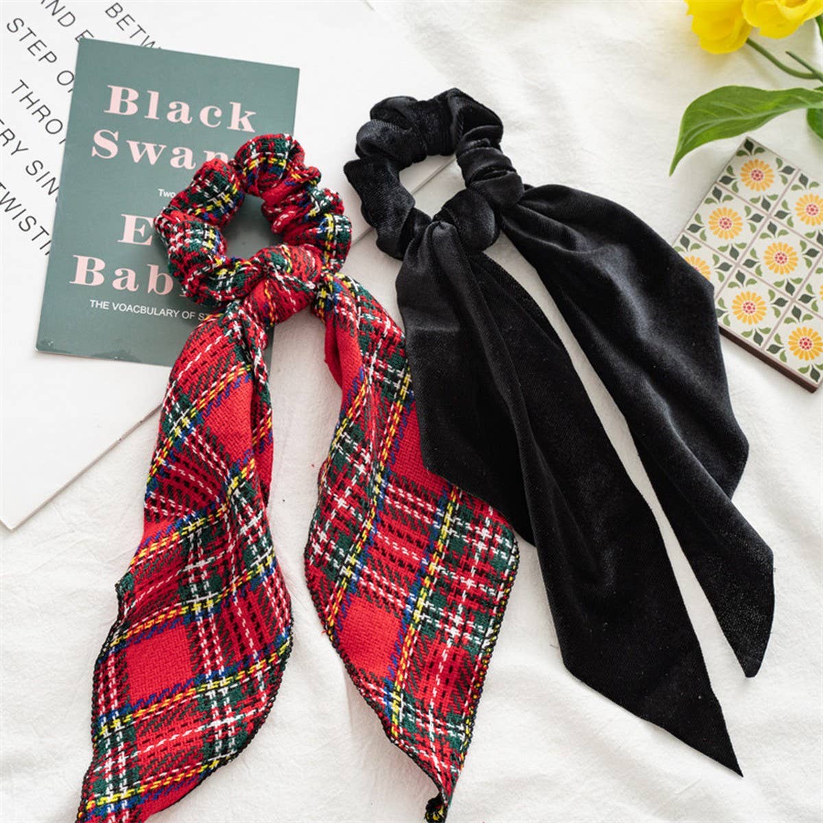 CHRISTMAS SERIES RIBBON HAIR SCRUNCHIES