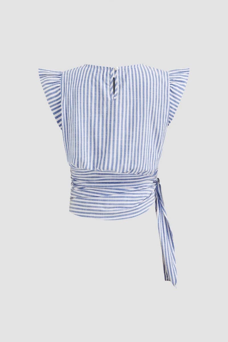 CWTBLSL0995_STRIPED SLEEVELESS SLIM FIT WAIST-LENGTH TOP