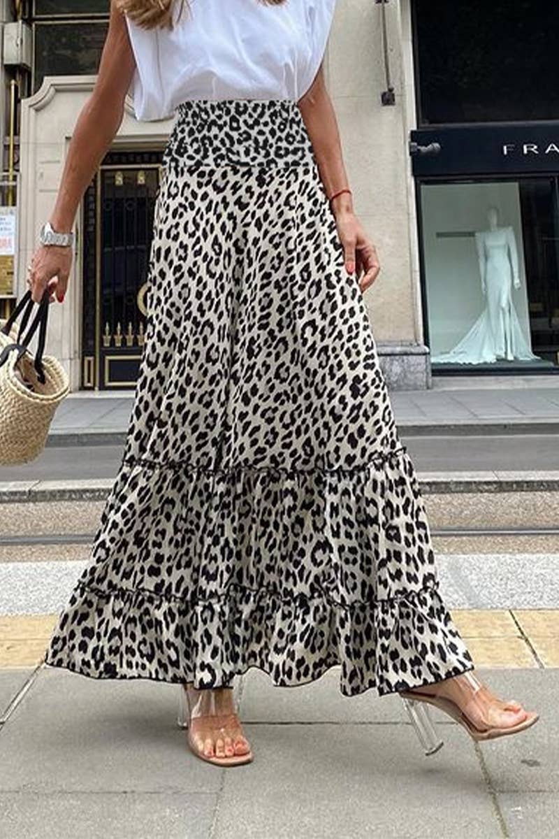 SPRING AND SUMMER LEOPARD PRINT SWING SKIRTCWBLS0609