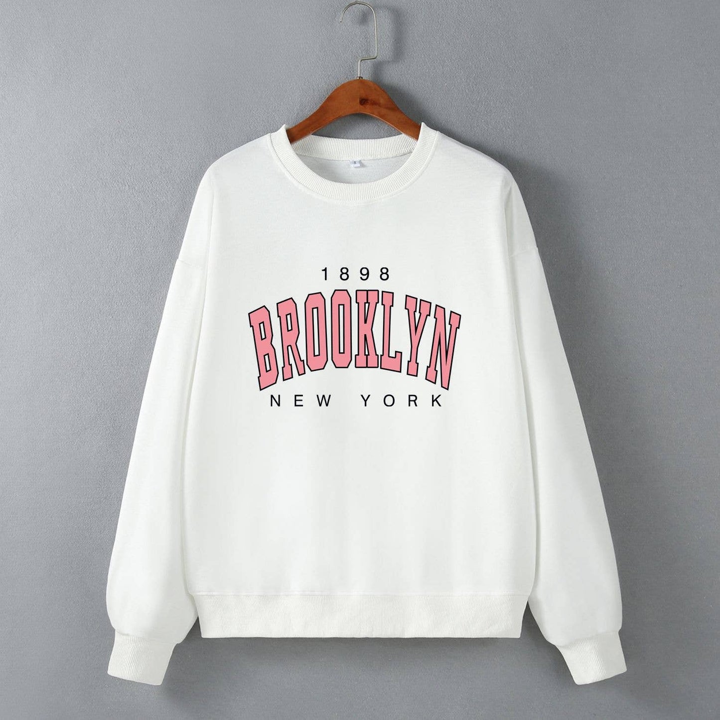 Brooklyn printed loose off-the-shoulder hoodie
