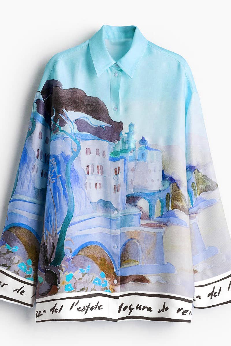 CWTSTL00926_TROPICAL PRINT LAPEL LOOSE BEACH SHIRT