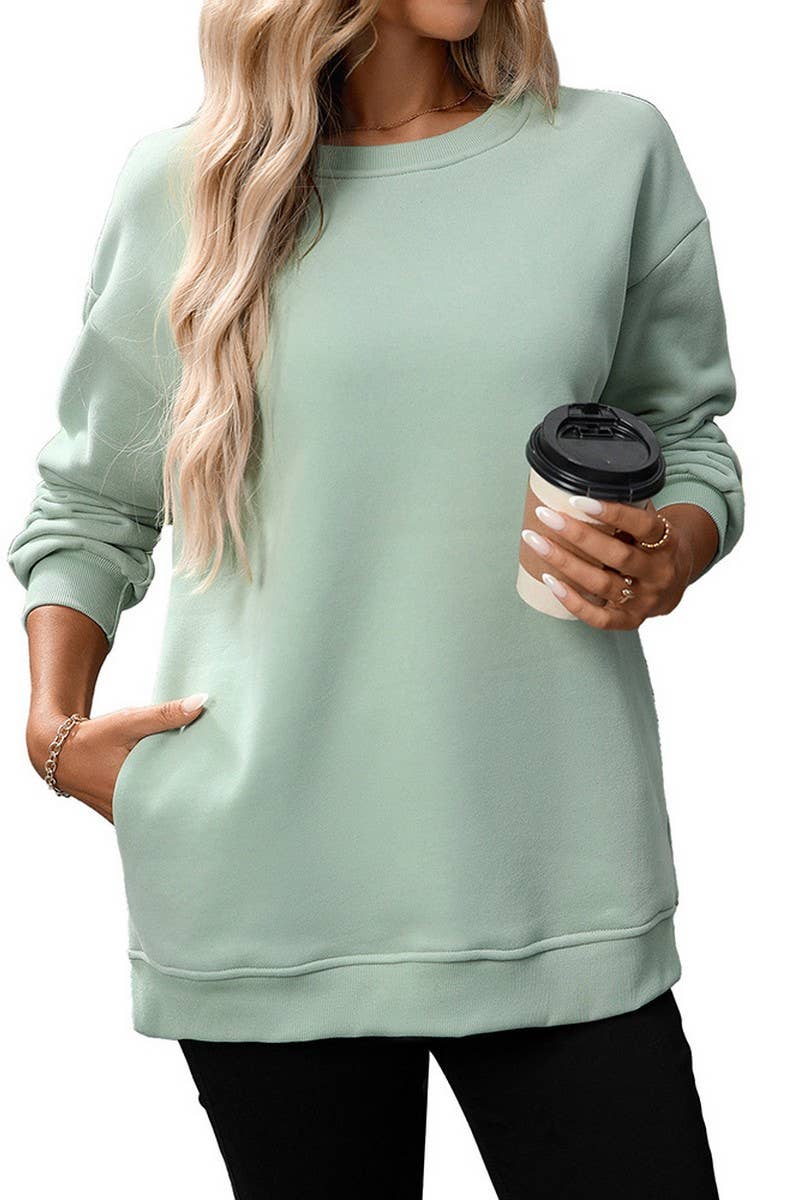 CWTBLL00831_SOLID COLOR CREWNECK PULLOVER SWEATSHIRT