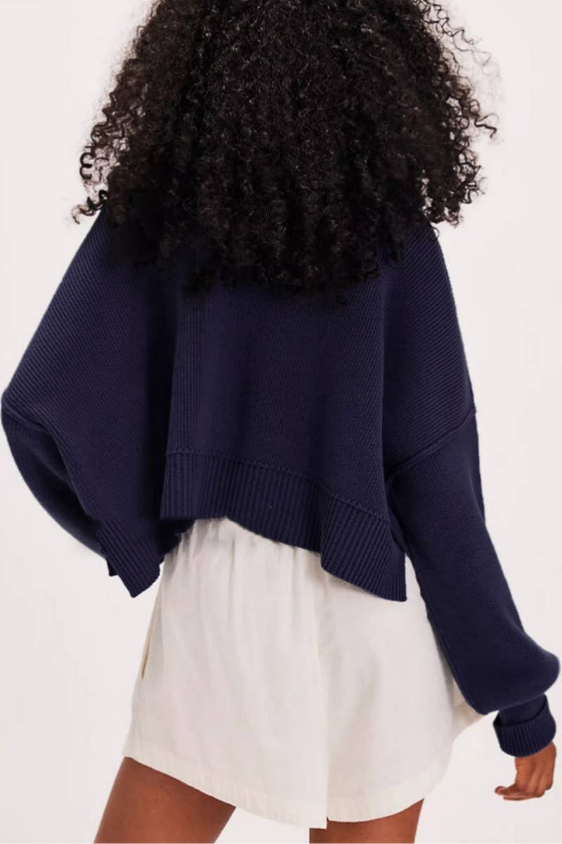 CWOSWL6722_FASHION CREW-NECK LONG-SLEEVED LOOSE SWEATER