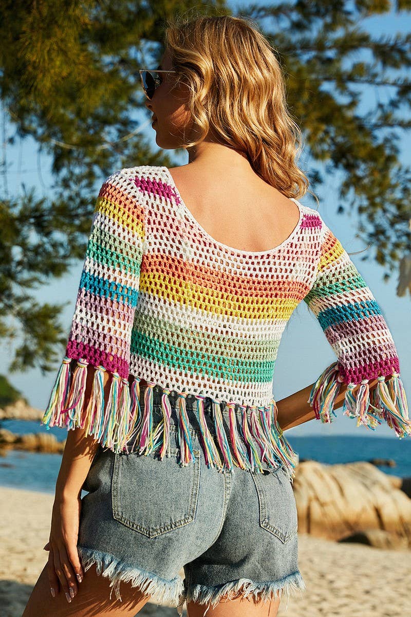 CWTTS0742_Colorful bikini top with patchwork cutout