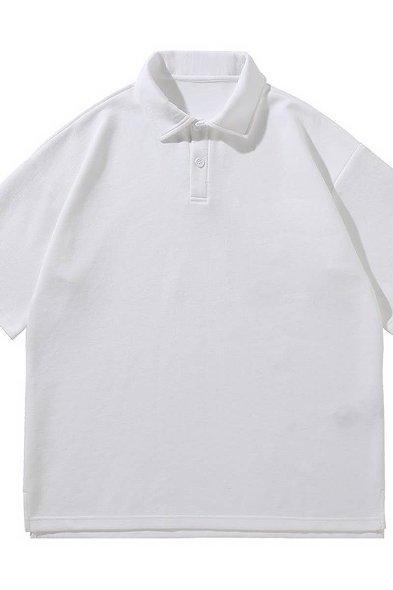 CWTBLS2340_DROP SHOULDER PIQU? COTTON CASUAL POLO SHIRT