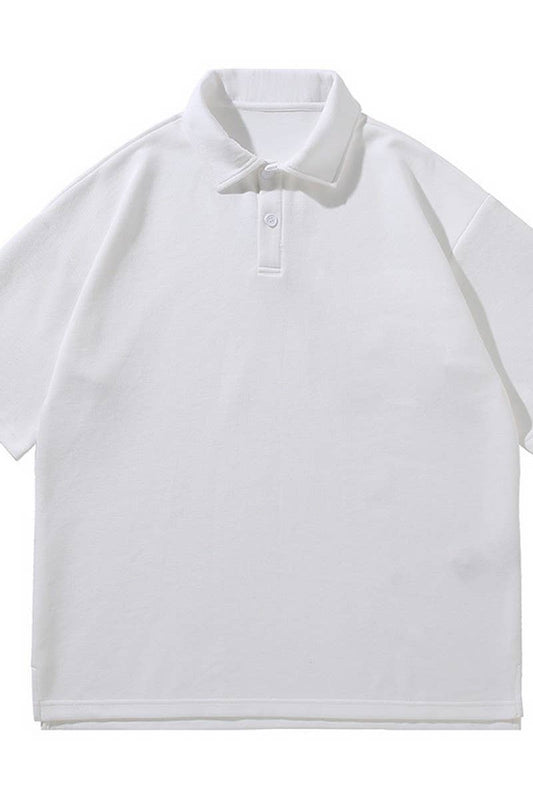 CWTBLS2340_DROP SHOULDER PIQU? COTTON CASUAL POLO SHIRT