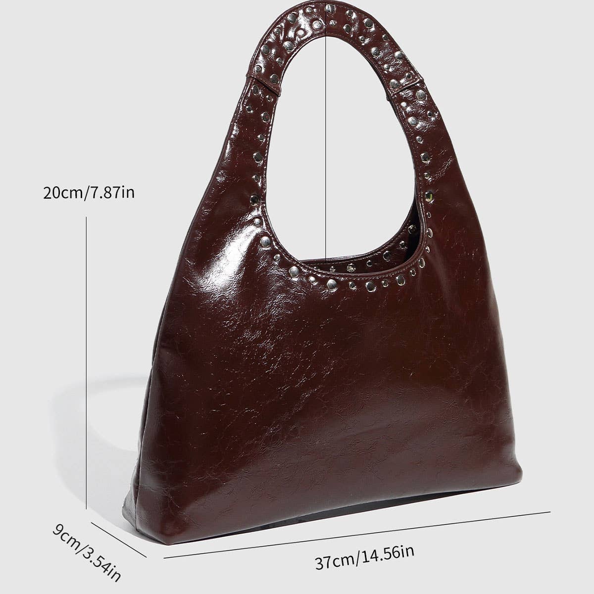 Vintage Punk Studded Large Tote Shoulder Bag_CWAB5687