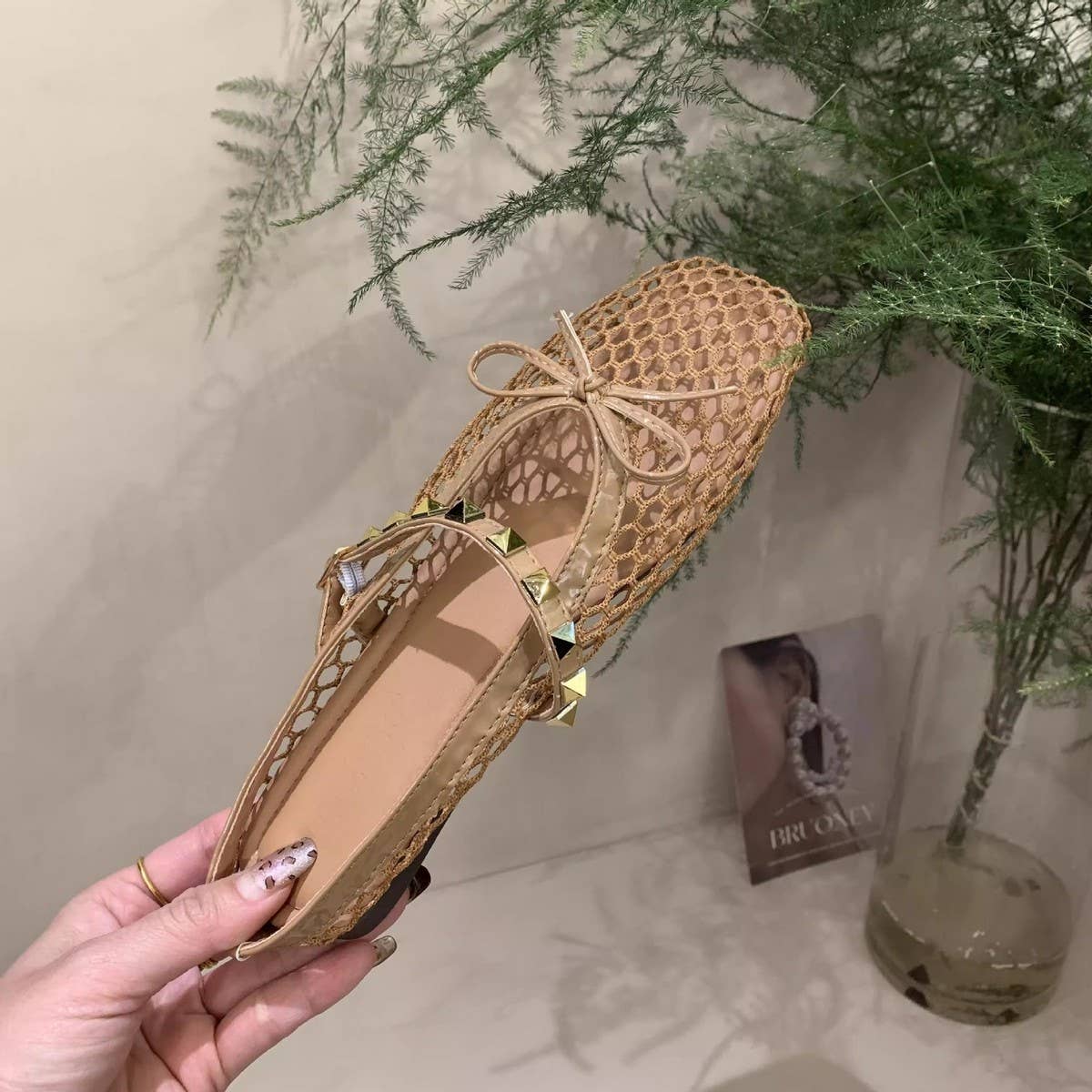 Low Heel Mesh Sandals with Covered Toe