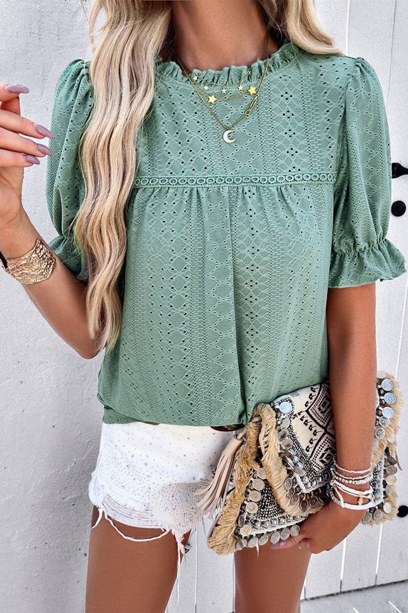 CWTBLS0389_Round Neck Short Sleeve Top