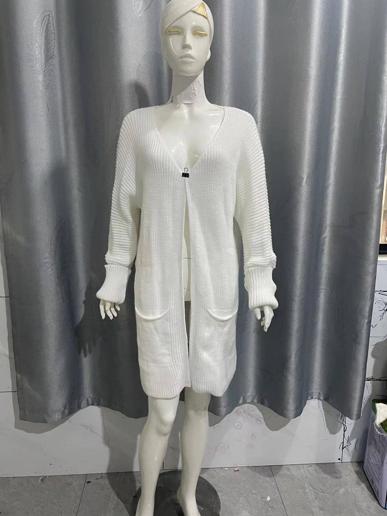 CARDIGAN BAT SLEEVE LOOSE POCKET LONG COAT