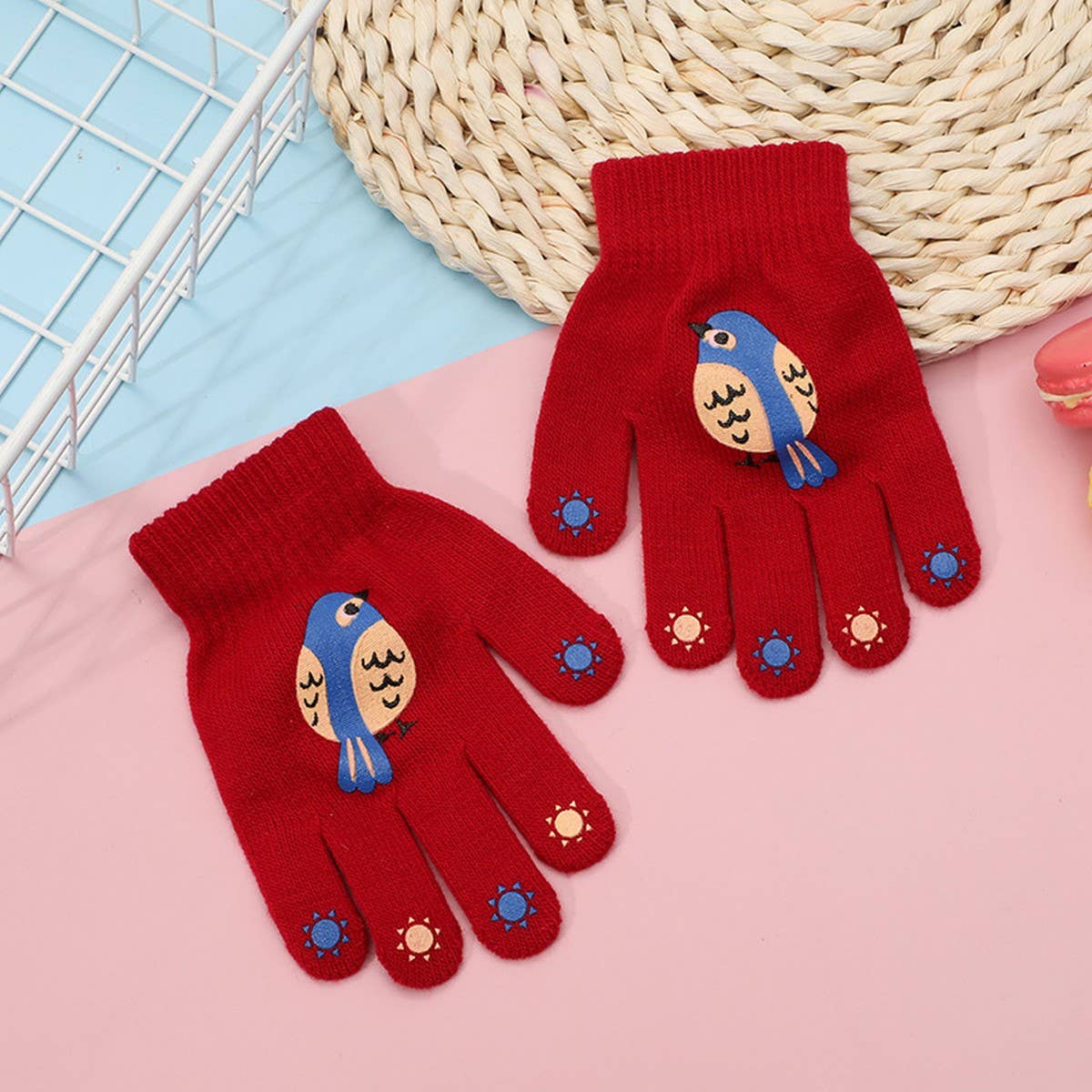 CWAG00568_KIDS WINTER KNIT CARTOON WARM GLOVES