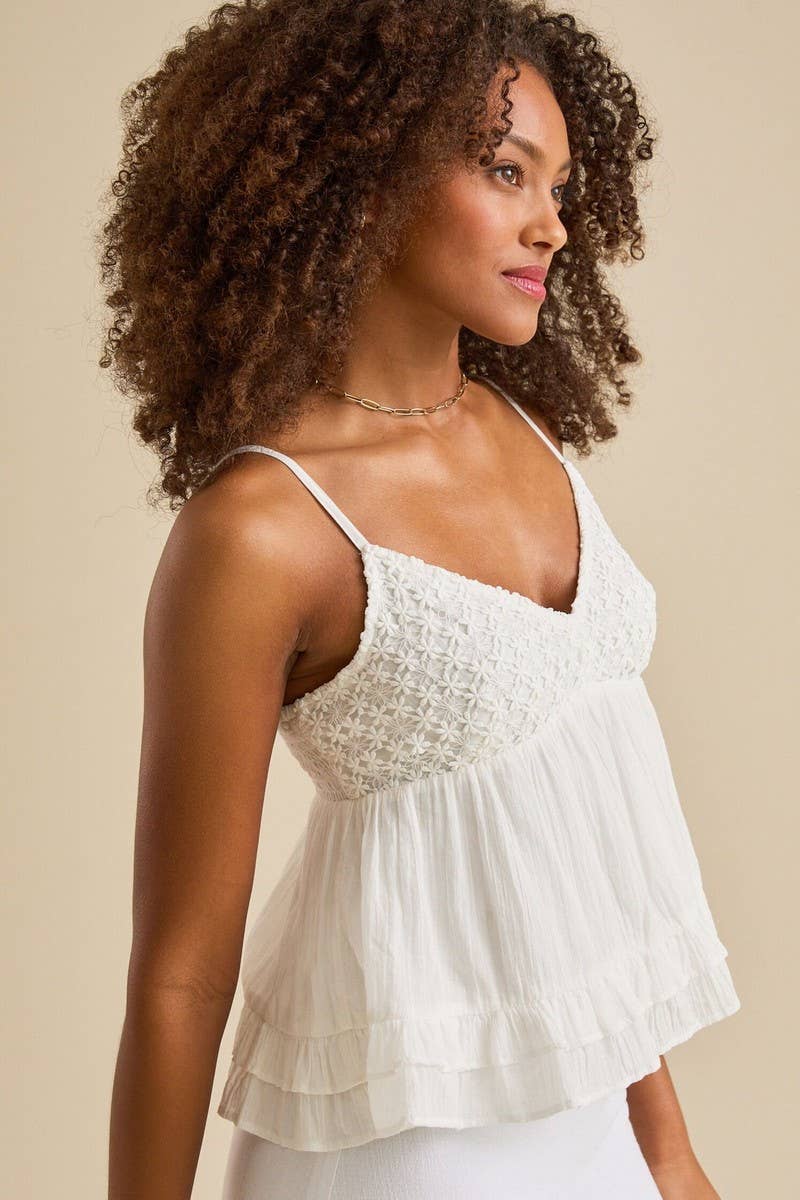 CWTTK1145_LACE TRIM V-NECK CAMI LOOSE CROP TOP