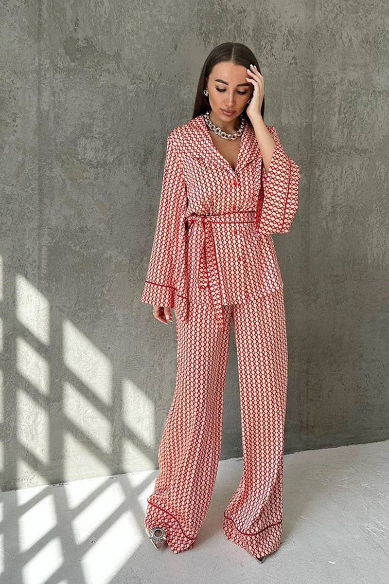 CWSPJ0411_PRINTED LOOSE-FITTING TWO-PIECE PAJAMA SET