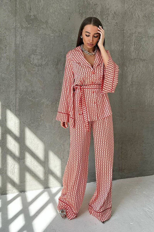 CWSPJ0411_PRINTED LOOSE-FITTING TWO-PIECE PAJAMA SET