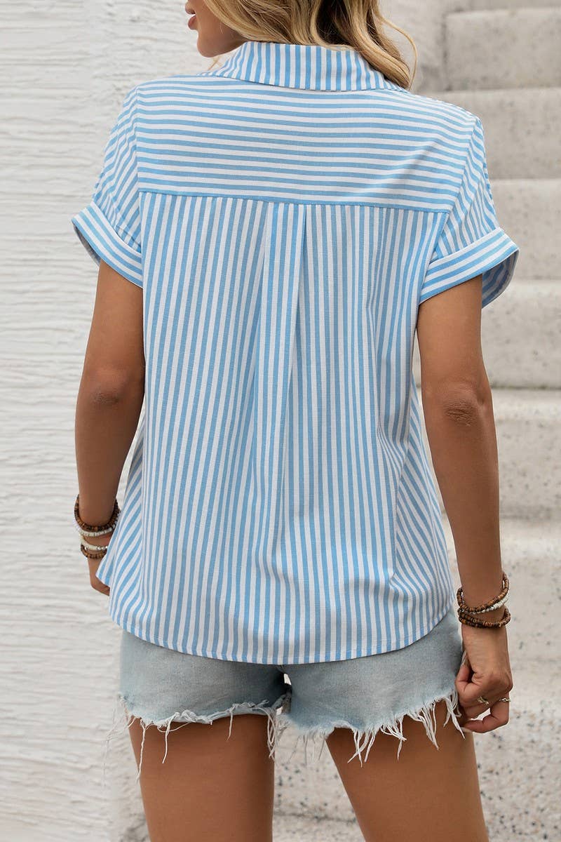 CWTSTS0728_SPLICED   LAPEL COMMUTER STRIPED CARDIGAN TOP