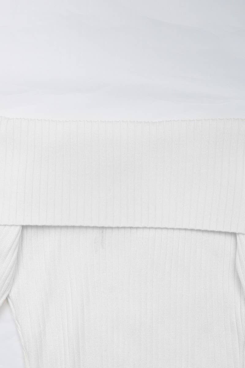 CWOSWL6758_OFF-THE-SHOULDER LONG-SLEEVED KNITTED SWEATER