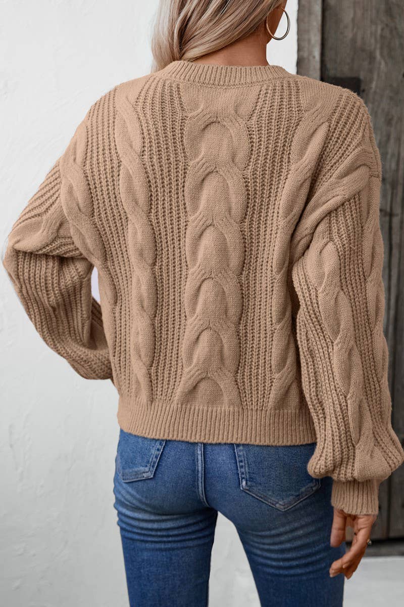 CWOSWL2869_SOLID COLOR PULLOVER CABLE KNIT SWEATER