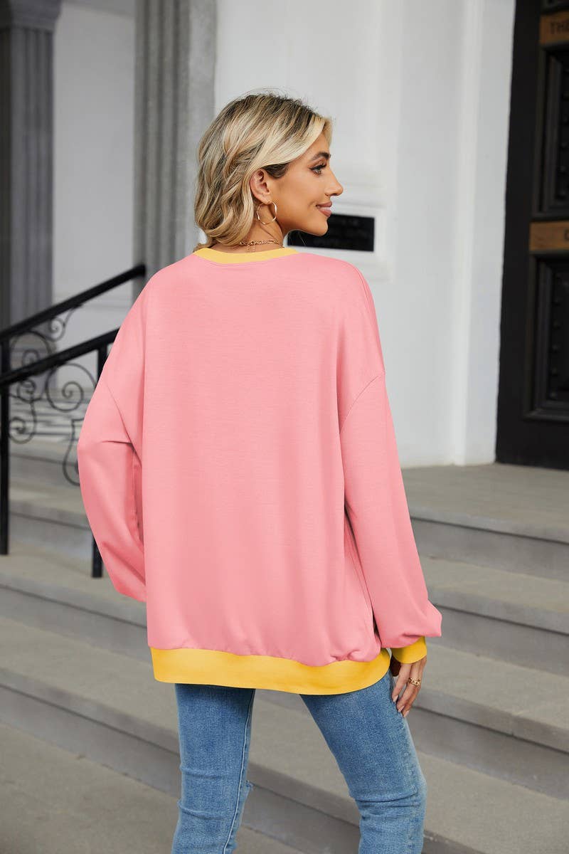 CWTBLL01311_CREW NECK COLORBLOCK LONG SLEEVE SWEATSHIRT