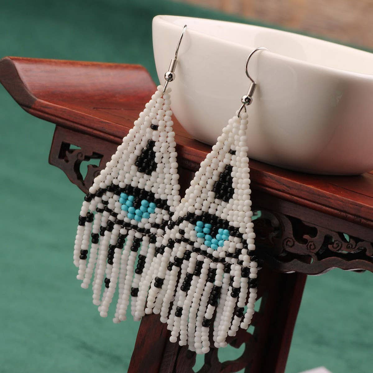 WESTERN DEVIL'S EYE BRAIDED TASSEL EARRINGS