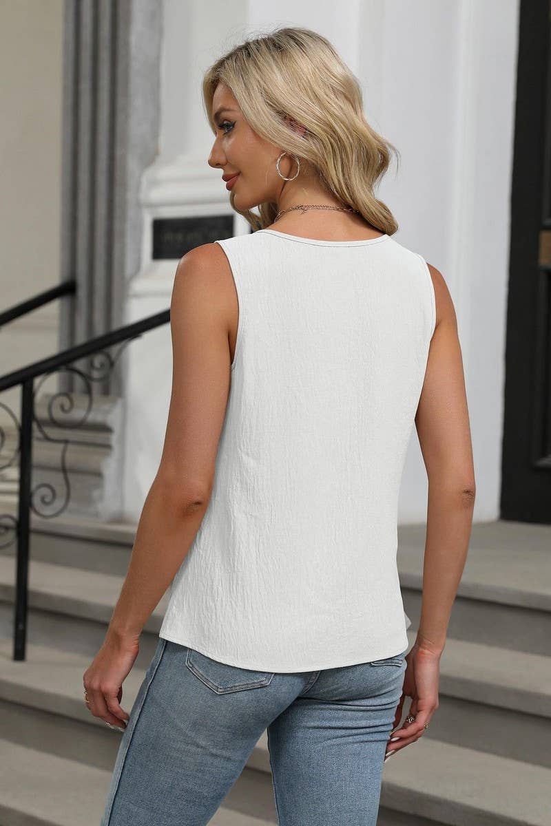 CWTBLSL0633_SOLID COLOR ROUND NECK SLEEVELESS VEST TOP