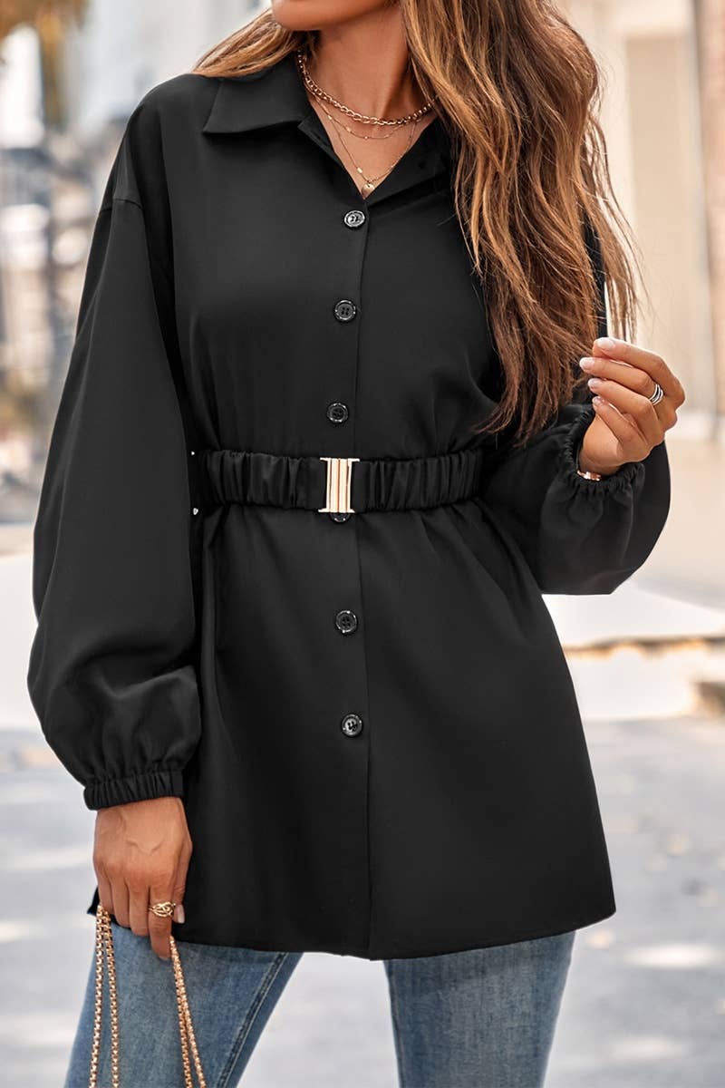 CWTSTL2400_SINGLE BREASTED LONG SLEEVE SHIRT COAT TOP