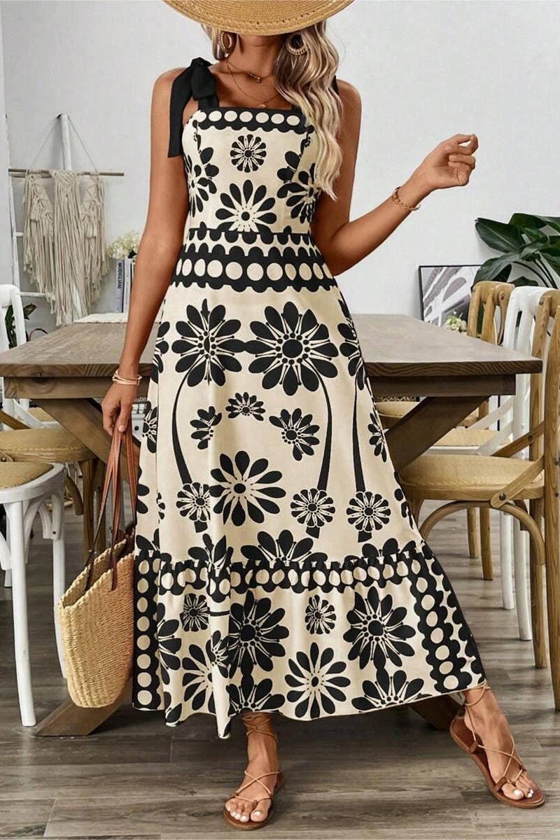 CWDMD5778_FLORAL PRINT STRAP WAIST HOLIDAY DRESS