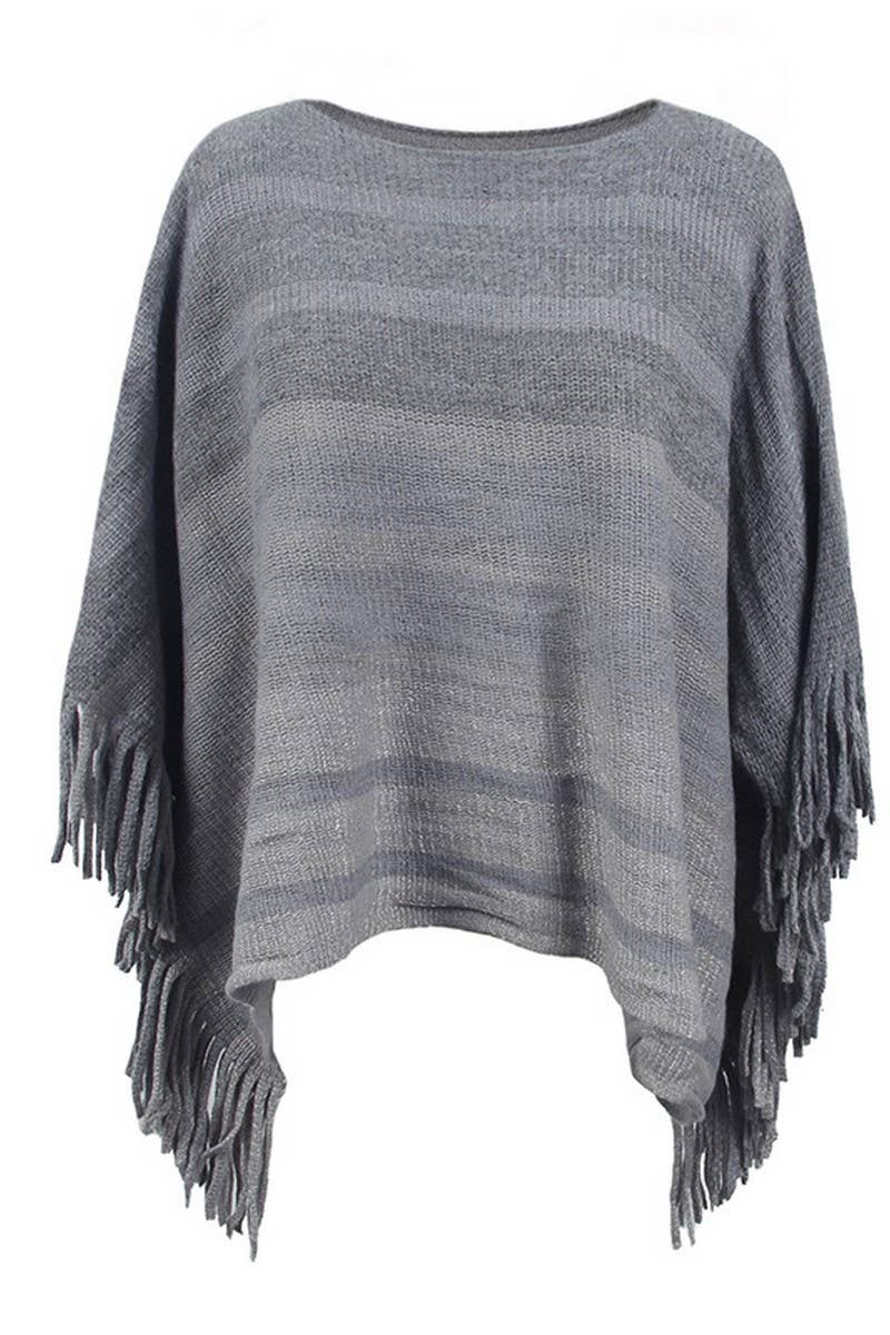 CONTRAST STRIPE OFF NECK SHAWL_CWASC0424