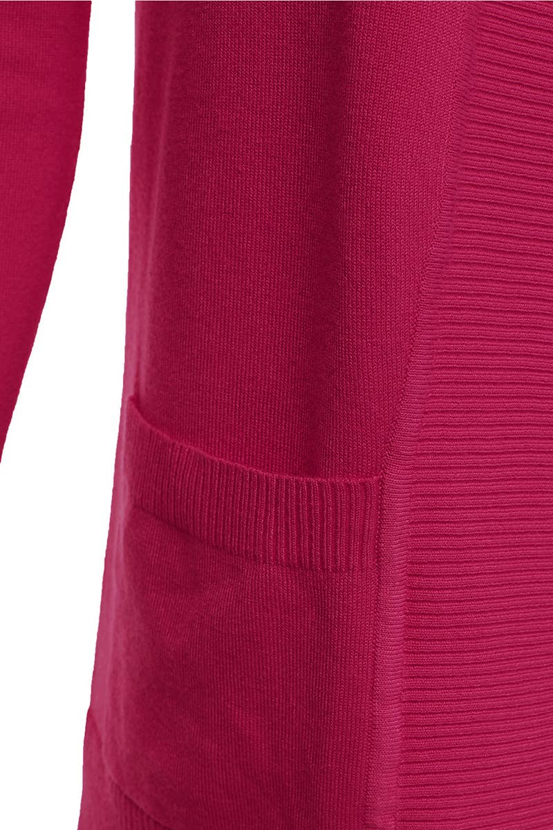 AWOCAL313_Open Front Long Sleeve Pockets Sweater Cardigan