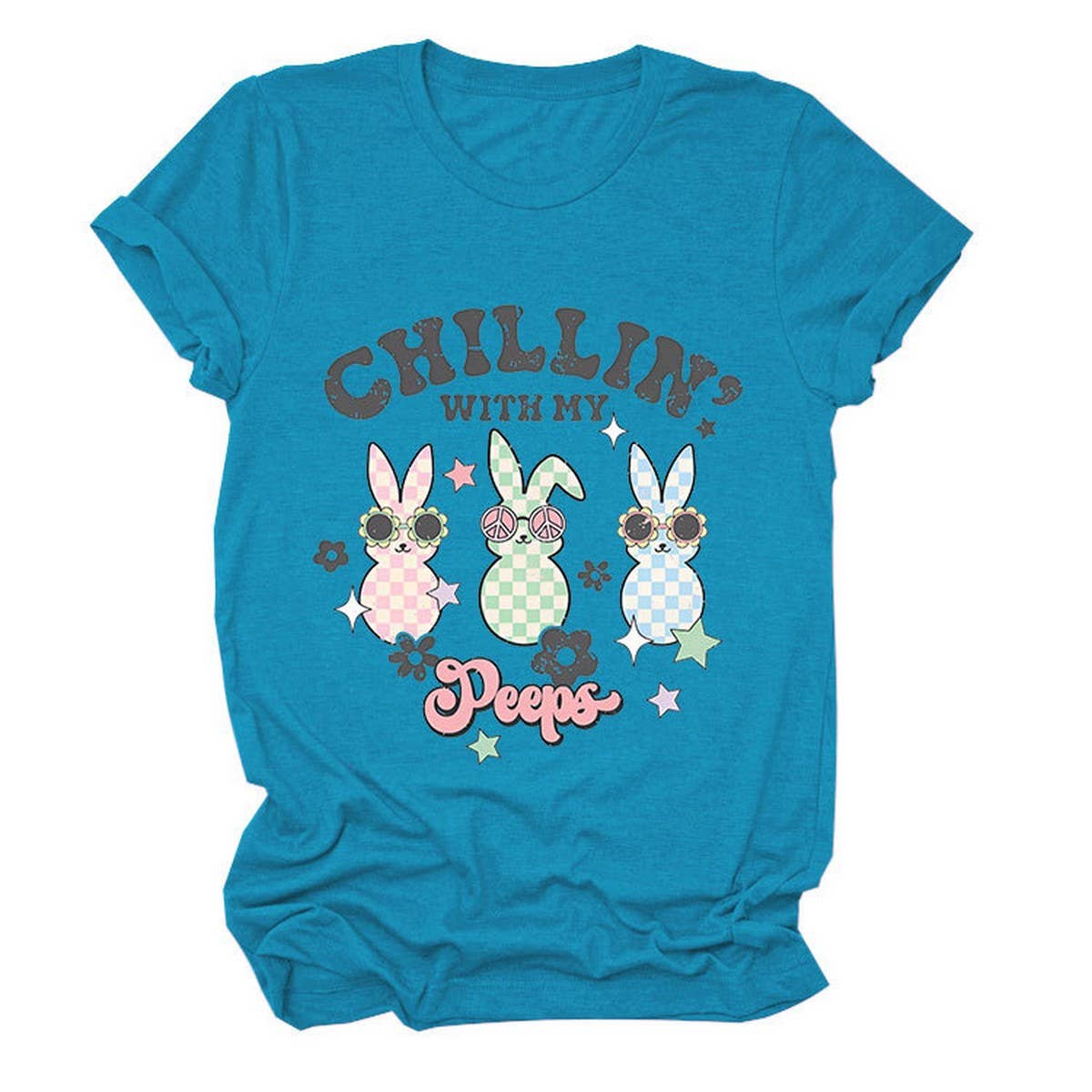 EASTER CUTE BUNNY LOOSE COMFORT SHORT SLEEVE TEES_CWTTS0867