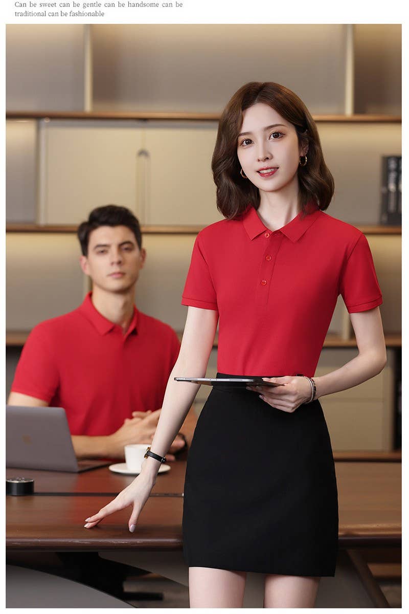 CWTBLS02457_SLIM FIT SOLID COLOR POLO SHIRT WOMEN