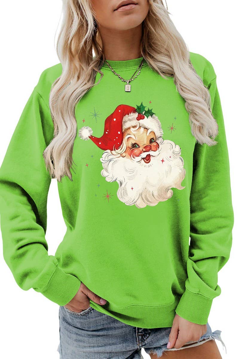 CWTBLL01324_SANTA CLAUS HEAD PATTERN PULLOVER SWEATSHIRT