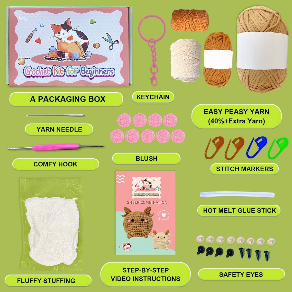 LAMB CROCHET DOLL MATERIAL KIT