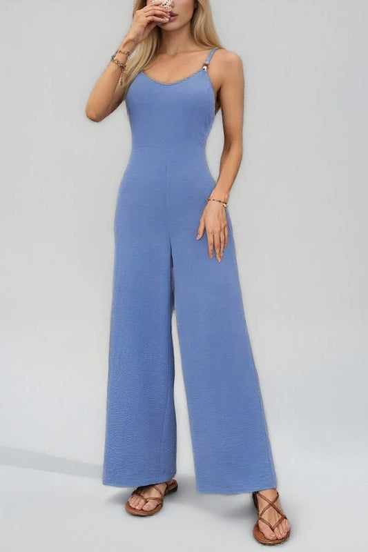 CWSJS1785_SOLID WOVEN BEADED STRAP SLEEVELESS JUMPSUIT